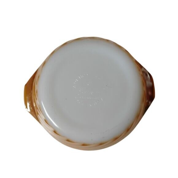 Vintage Anchor Hocking Fire King Mini Casserole Dish Milk Glass Peach Lustre - Picture 3 of 10